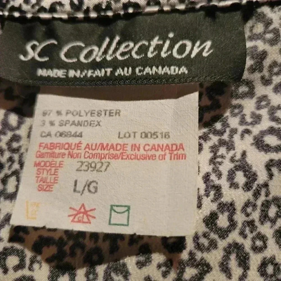 S C Collection Black & Silver Silky  Scoop Blouse Top with Self Ties sz L - Picture 7 of 10